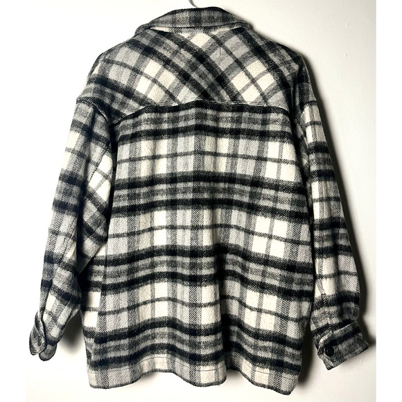 Zara Black and White Plaid Wool Blend Oversized Shirt Jacket M Comfy Shacket - Picture 2 of 9